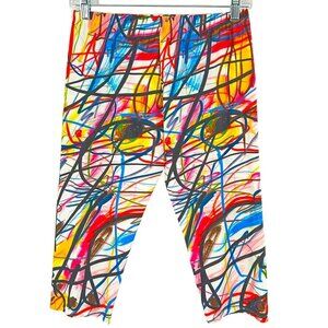 Jeremy Scott Multicolor Graffiti Print Cropped Leggings Size 8